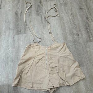Sadie & Sage Ivory Overall Romper Tan Beige Shorts Women's Size Small